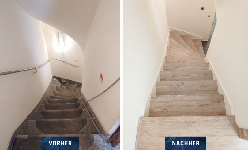 Vorher/Nachher: Rohbetontreppe